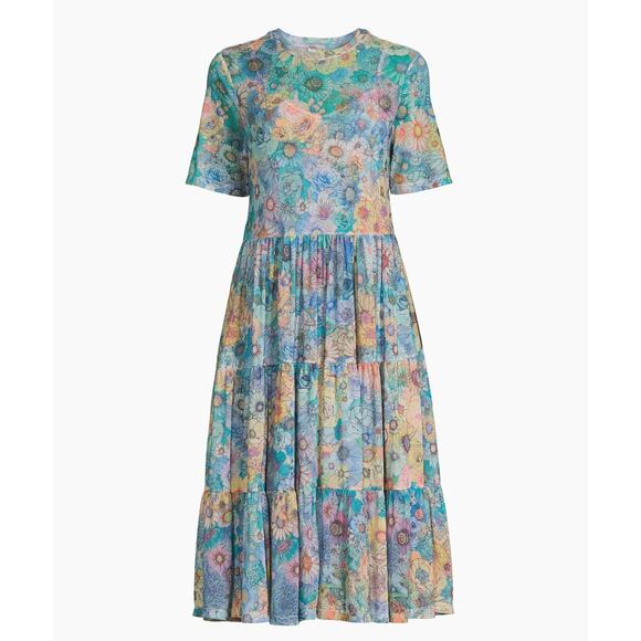 Johnny Was Mesh Floral Tiered Slip Dress Size S Small - Picture 7 of 10